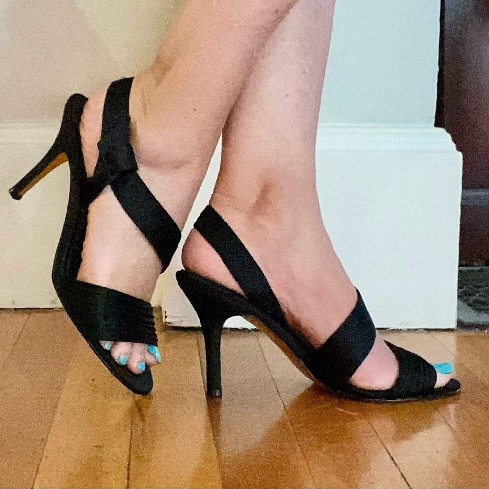 Nina Black Slingback Sandals Dressy Shoes Size 8.5
